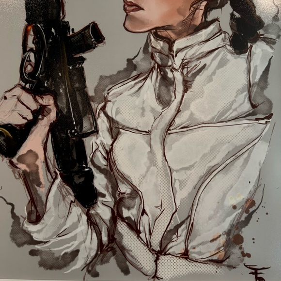 Star Wars Princess Leia Print Framed White 12”x16” - Picture 4 of 4